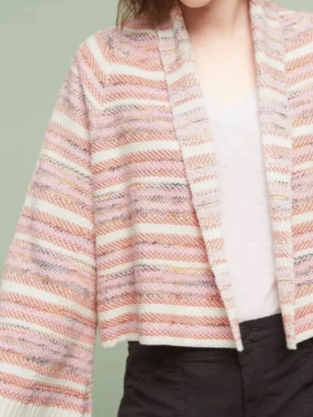 Anthropologie Multicolor Striped Knit Cardigan - Pink & Cream